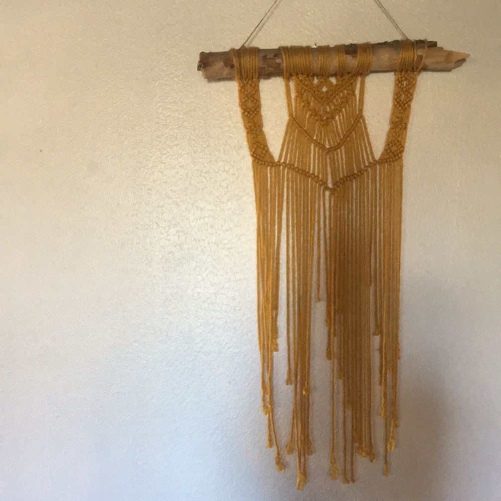 Yellow hanging macrame